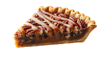Pecan Pie with Caramel Drizzle on a Transparent Background png