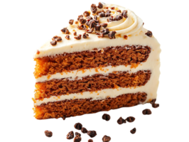 Delicious Three-Layer Cake with Creamy Frosting and Chocolate Chips on Transparent Background png