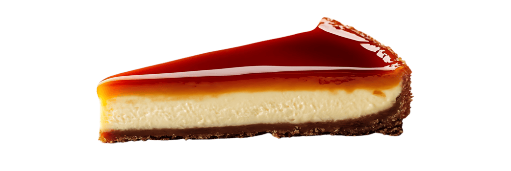 caramelo bolo de queijo fatia com uma transparente fundo - uma delicioso tratar com uma suave, cremoso textura png