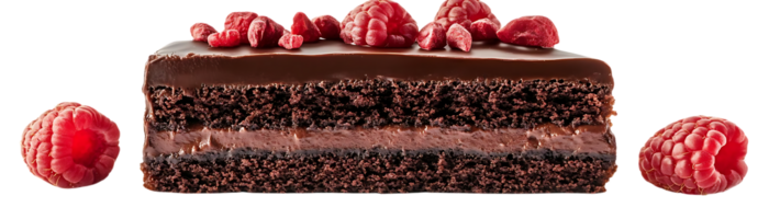 Chocolate Cake Topped with Raspberries, a Delicious Treat with a Transparent Background png