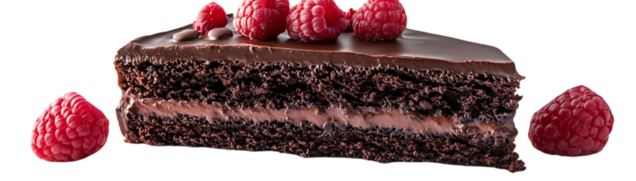 Chocolate Cake with Raspberry Topping on a Transparent Background, a Delectable Treat for Any Occasion png