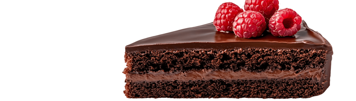 delicioso chocolate bolo com framboesa cobertura em uma transparente fundo png