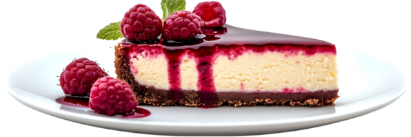 Raspberry Cheesecake Slice with Transparent Background, a Delicious Treat with a Sweet and Creamy Filling png