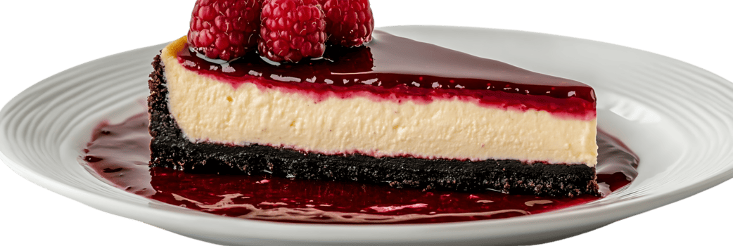 framboesa bolo de queijo com uma transparente fundo, delicioso sobremesa com cremoso o preenchimento e doce Esmalte png