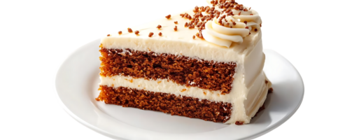A Slice of Delicious Carrot Cake with Cream Cheese Frosting and Sprinkles on a Transparent Background png