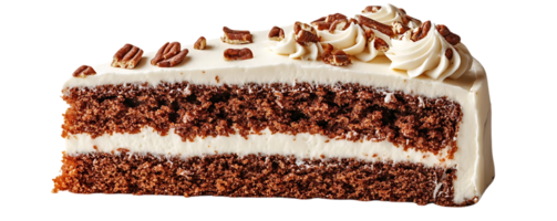 Chocolate Cake with Pecan Frosting on a Transparent Background png