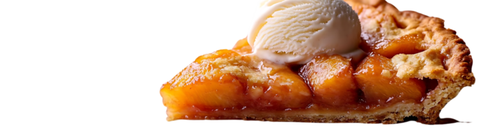 A Slice of Peach Pie Topped with Ice Cream, Against a Transparent Background png