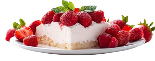 A Delicious Slice of Strawberry Cheesecake with a Transparent Background png