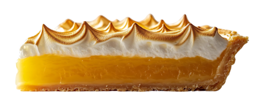 Lemon Meringue Pie with a Transparent Background, a Delicious Dessert with a Crispy Crust and Sweet Meringue png