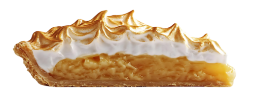 Lemon Meringue Pie with Crispy Crust and Fluffy Meringue - Isolated on Transparent Background png