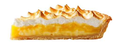 Lemon Meringue Pie Slice with a Deliciously Creamy Filling and a Crispy Crust on a Transparent Background png
