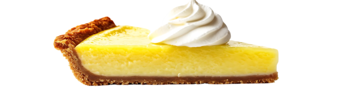 Lemon Pie Slice with Whipped Cream on a Transparent Background png
