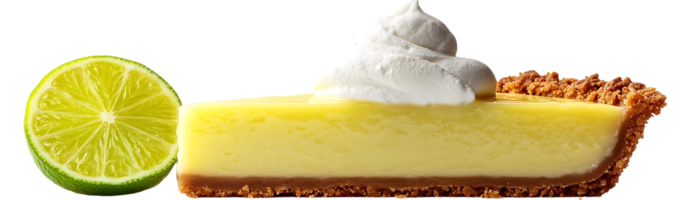 Creamy Lemon Pie with a Crispy Crust and a Slice of Lime, a Classic Dessert with a Transparent Background png