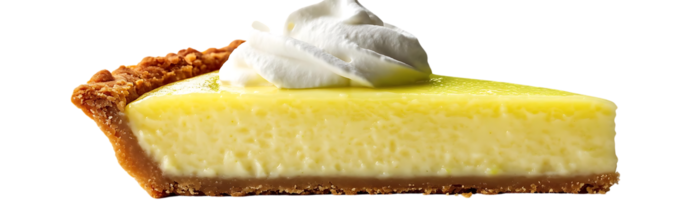 Delicious Lemon Pie Slice with Whipped Cream on a Transparent Background png