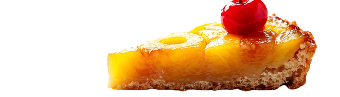 Delicious Pineapple Upside Down Cake with a Cherry on Top, Transparent Background png
