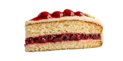 Delicious Strawberry Cake Slice with a Transparent Background - A Sweet Treat for Any Occasion png