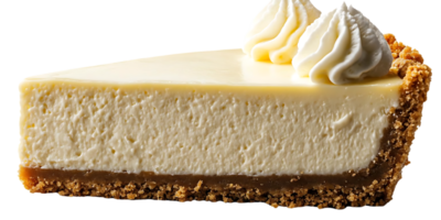 Creamy Cheesecake Slice with a Graham Cracker Crust on Transparent Background png