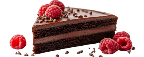 Delicious Chocolate Cake with Raspberries and a Transparent Background png