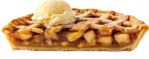 Apple Pie Slice Topped with Ice Cream on Transparent Background png