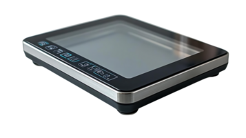Digital Kitchen Scale with Transparent Background, Sleek and Modern Design, Accurate Weight Measurement, Easy-to-Read Display, Stainless Steel Base png