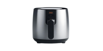 Stainless Steel Air Fryer with Transparent Background, Digital Display and Easy-to-Use Controls for Crispy and Delicious Results png