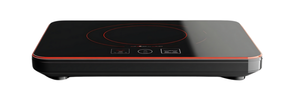 Sleek Black Induction Cooktop with Red Accents and a Transparent Background, Perfect for Modern Kitchens png