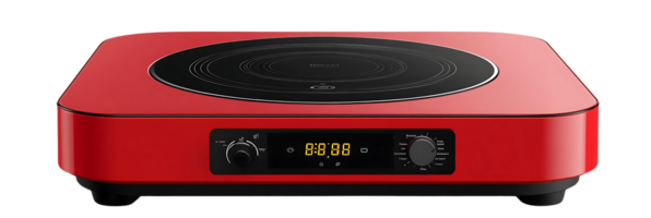 Red Induction Cooktop with a Sleek, Transparent Background Design for Modern Kitchens png