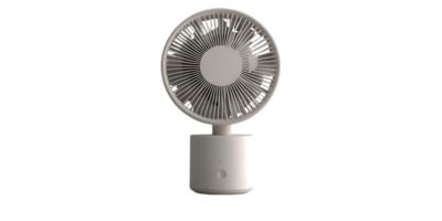 Portable Table Fan with a  Transparent Background, Providing Refreshing Air Circulation and a Modern Design. png