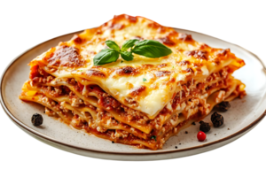 Lasagna with Cheesy Layers and Melted Mozzarella, Perfect for a Dinner Party, with a Transparent Background. png