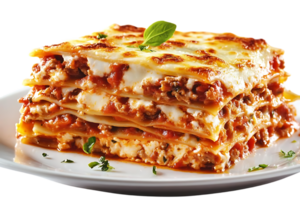 Delicious Lasagna with Melted Cheese and a Transparent Background png
