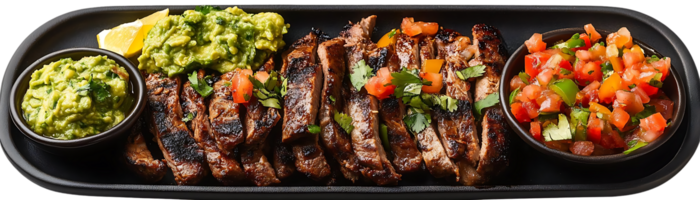 Grilled Steak with Guacamole and Pico de Gallo, a Perfect Combination of Flavors with a Transparent Background png