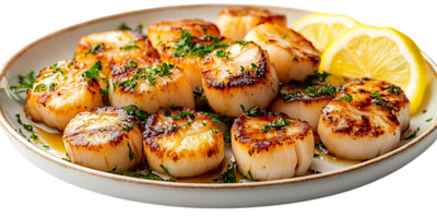 Seared Scallops with Lemon and Parsley, a Culinary Delight with a Transparent Background png