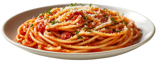 Spaghetti with Tomato Sauce and Parmesan Cheese on a Transparent Background, the Perfect Italian Dinner png