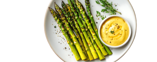 Grilled Asparagus with Creamy Dijon Mustard Sauce, a Delicious Spring Side Dish with a Transparent Background png