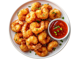Crispy Fried Shrimp with Sweet Chili Sauce on a Transparent Background png