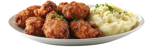 Crispy Fried Chicken with Creamy Mashed Potatoes, a Delicious and Satisfying Meal with a Transparent Background png
