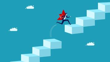 climbing up a ladder to reach the top of a cube, chaollenge concept vector