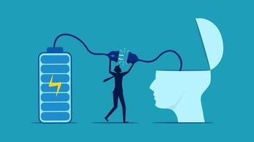 a person is plugging into a battery and a person is holding a plug vector