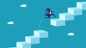 climbing up a ladder to reach the top of a cube, chaollenge concept vector