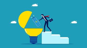 a person is holding a light bulb with a chip inside vector