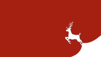 a white reindeer is standing on top of a red background vector