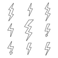 lightning bolt icon set vector