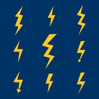 a set of lightning bolts on a blue background vector
