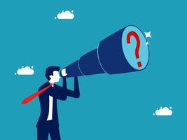 businessman using a big telescope to look for a job problem vector