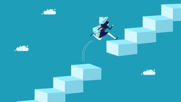 a man is climbing up a ladder to reach the top of a cube vector