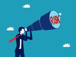 businessman using a megaphone to look for risk vector