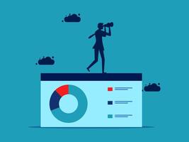 businessman standing on top of a table with a pie chart vector