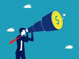 businessman using a megaphone to search for a dollar vector