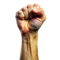 A fist is raised in the air, with the thumb and index finger extended png