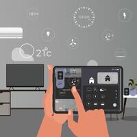 Smart home technological with mobile phone vector